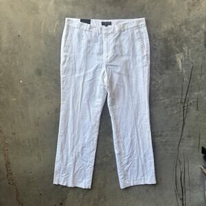 Banana Republic Martin Fit Dress Pants Womens 14 White Mid Rise Straight Trouser